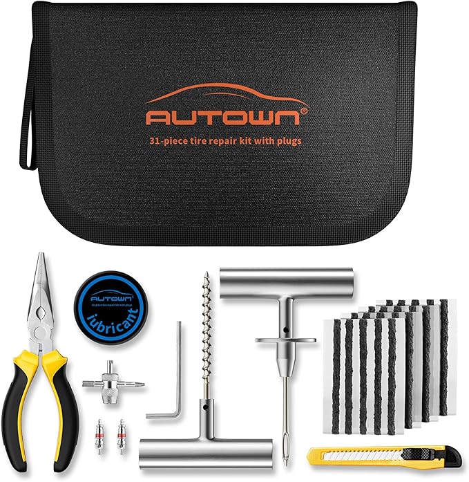 Flat Tire Repair Kit with Plugs 31 Pcs for Car,